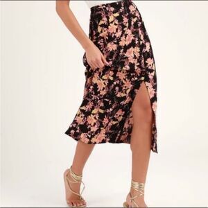 Free People with slit and floral print Retro Love Floral Button Front Midi Skirt